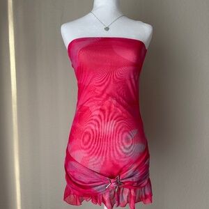 Besa Mesh Mini Dress - Neon Blush